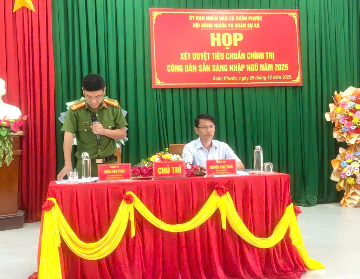 Xuân Phước họp xét duyệt tiêu chuẩn chính trị công dân sẵn sàng nhập ngũ năm 2026